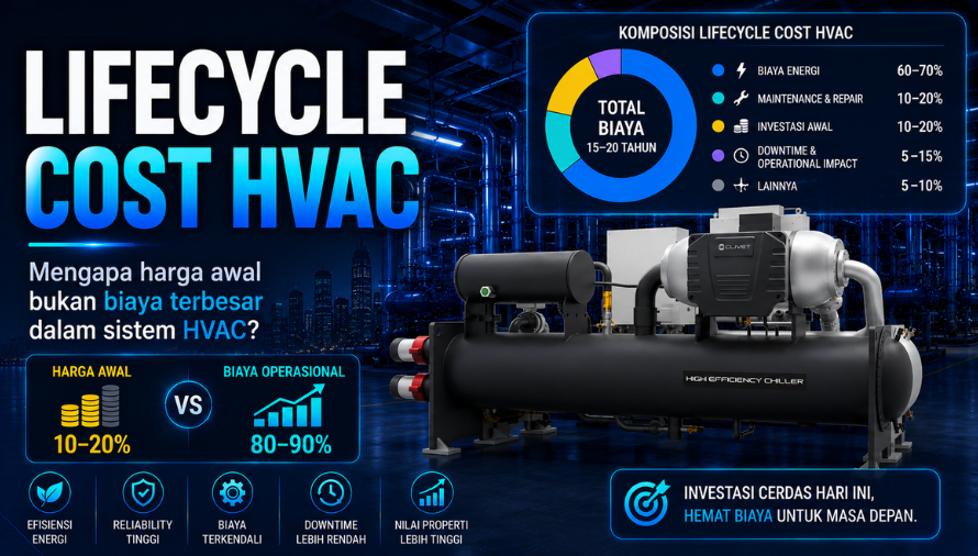 Lifecycle Cost HVAC pada sistem chiller efisiensi tinggi untuk mengurangi biaya operasional gedung komersial dan industri